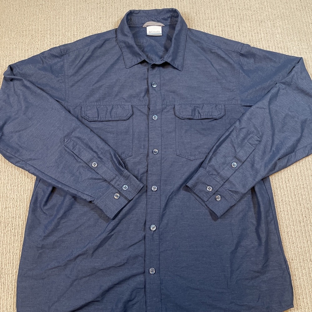 Columbia Sportswear Men's Large Omni-wick Button Down Shirt Blue